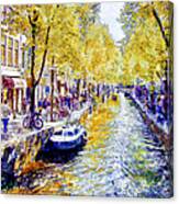 Amsterdam Canal Watercolor Canvas Print