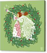Angel With Christmas Wreath Canvas Print