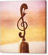 Antique Copper Handbell With G-clef Handle Canvas Print