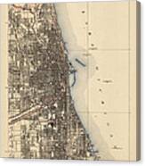 Antique Map Of Chicago - Usgs Topographic Map - 1901 Canvas Print