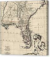 Antique Map Of Florida And The Southeast By Thomas Jefferys - 1768 Canvas Print