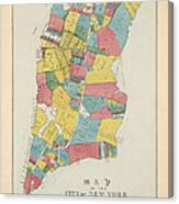 Antique Map Of New York City By George Hayward - 1852 Canvas Print