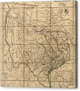 Antique Map Of Texas By John Arrowsmith - 1841 Canvas Print