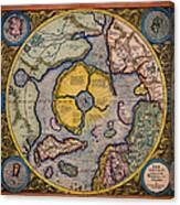 Antique Map Of The North Pole 1623 Canvas Print