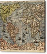 Antique Map Of The World By Paolo Forlani - 1565 Canvas Print