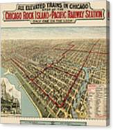 Antique Railroad Map Of Chicago - 1897 Canvas Print