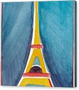 Aqua Yellow Eiffel Tower Canvas Print
