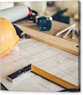 Architectural Equipment At Construction Site! Canvas Print