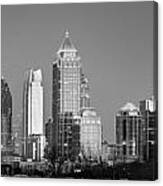 Atlanta Skyline At Dusk Midtown Black And White Bw Panorama Canvas Print