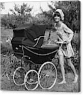 Audrey Hepburn Pushing A Pram Canvas Print