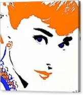 Audrey So Beautiful In Orange And Blue Canvas Print