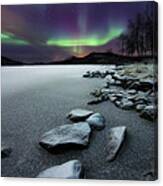 Aurora Borealis Over Sandvannet Lake Canvas Print