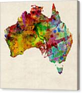 Australia Watercolor Map Canvas Print
