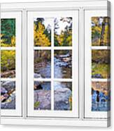Autumn Creek White Picture Window Frame View Canvas Print