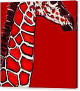 Baby Giraffe In Red Black And White Canvas Print