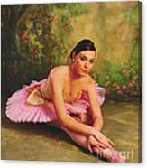 Ballerina In The Rose Garden Canvas Print