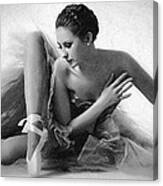 Ballet Dancer Sitting Black And White Canvas Print