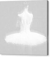 Ballet Dancer Standing White On White Canvas Print