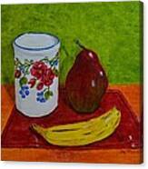 Banana Pear And Vase Canvas Print