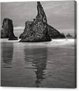 Bandon Beach In Black And White Canvas Print