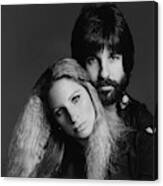 Barbra Streisand With Hair Stylist Jon Peters Canvas Print