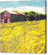 Barn Yellow Spring Fields Maryland Landscape Fine Art Painting Canvas Print