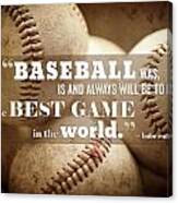 Baseball Print With Babe Ruth Quotation Canvas Print