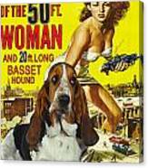 Basset Hound Art Canvas Print - Attack Of The 50ft Woman Movie Poster Canvas Print