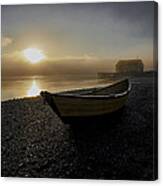 Beached Dory In Lifting Fog Canvas Print