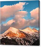 Beautiful Mountains In The Alps Before Sunset Warm Red Colors Canvas Print