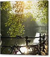 Bicycle And Bridge Over Brouwersgracht Canvas Print