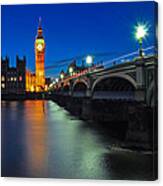 Big Ben And Westminster Bridge Canvas Print
