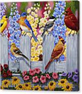 Bird Painting - Spring Garden Party Canvas Print