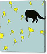 Black Cat In Spring Canvas Print