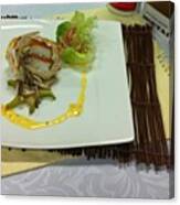 Black Cod Parcel With Pomelo Salad And Canvas Print