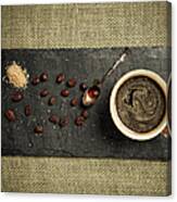 Black Espresso And Coffee Beans Canvas Print