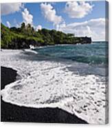 Black Sand Beach In Waianapanapa State Canvas Print