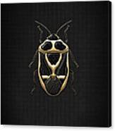 Black Shieldbug With Gold Accents On Black Canvas Canvas Print