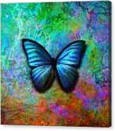 Blue Butterfly On Colorful Background Canvas Print