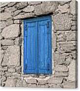 Blue Doors In Greece Canvas Print