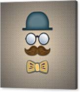 Blue Top Hat Moustache Glasses And Bow Tie Canvas Print