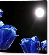 Blue Tulips In The Moonlight Canvas Print
