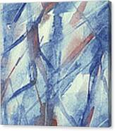 Blue White And Coral Abstract Panoramic Painting Canvas Print