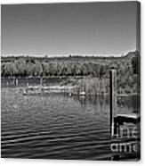 Boat Dock Black And White Canvas Print