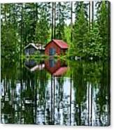 Boat House On Swedish Lake Canvas Print