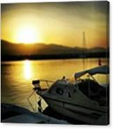 Boat's At Sunset In #alykanas In Canvas Print