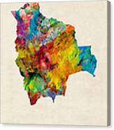 Bolivia Watercolor Map Canvas Print