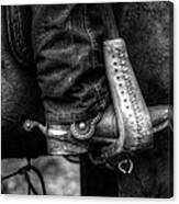 Boot And Saddle In Black And White Canvas Print
