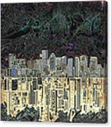 Boston Skyline Abstract Antique Canvas Print