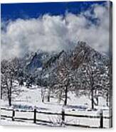 Boulder Colorado Flatirons Snowy Landscape View Canvas Print